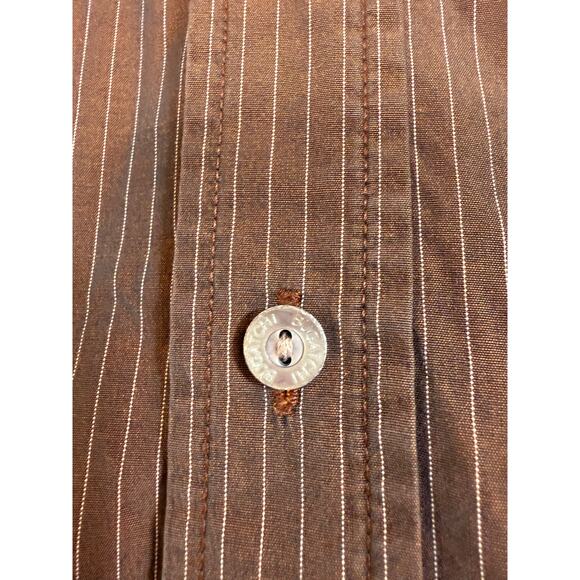 Bugatchi Brown Stripe Blue Iridescent Chameleon Color-Shift Button Down Shirt L - Picture 3 of 12